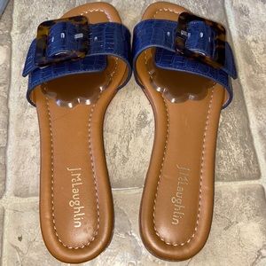 J. McLaughlin snakeskin style buckle toe sandals excellent used cond.  size 8.5
